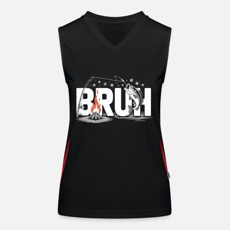 Bruh Campfire and Fish Women's Functional Contrast Tank Top