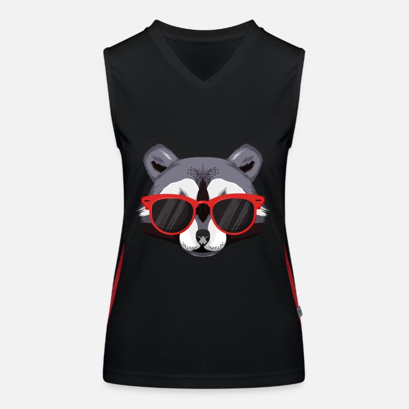 Waschbär mit Sonnebrille Funktionelles Kontrast-Tank Top für Frauen