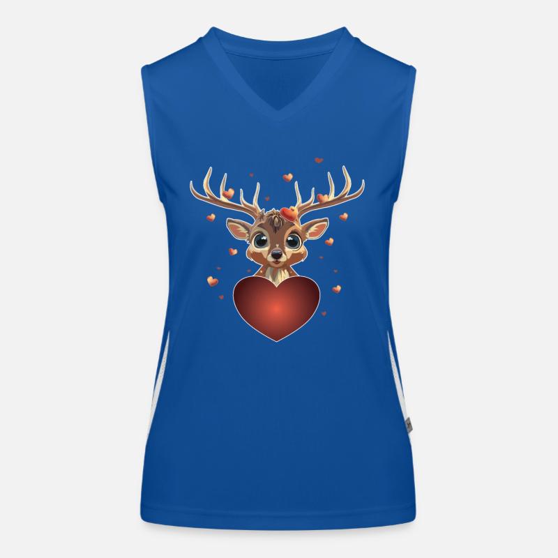 Herz comic Hirsch Valentinstag Geschenk Wild Funktionelles Kontrast-Tank Top für Frauen