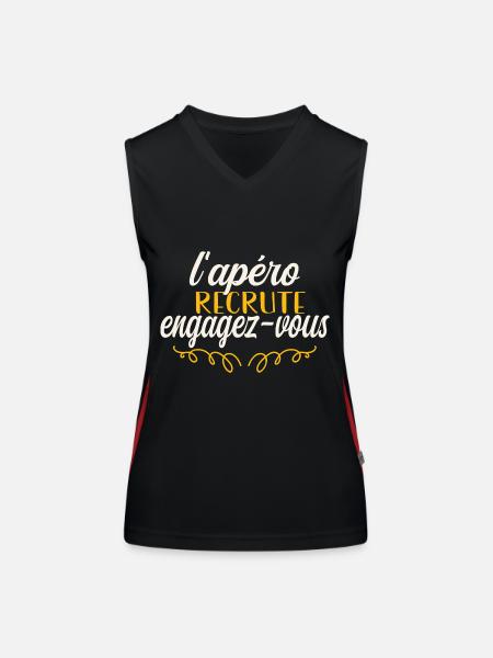 apéro recrute engagez vous - Débardeur respirant contrasté Femme - noir/rouge - Devant