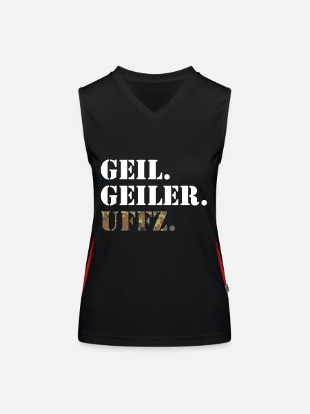 Geil. Geiler. Uffz. Bundeswehr Soldat - Funktionelles Kontrast-Tank Top für Frauen - Schwarz/Rot - Vorne
