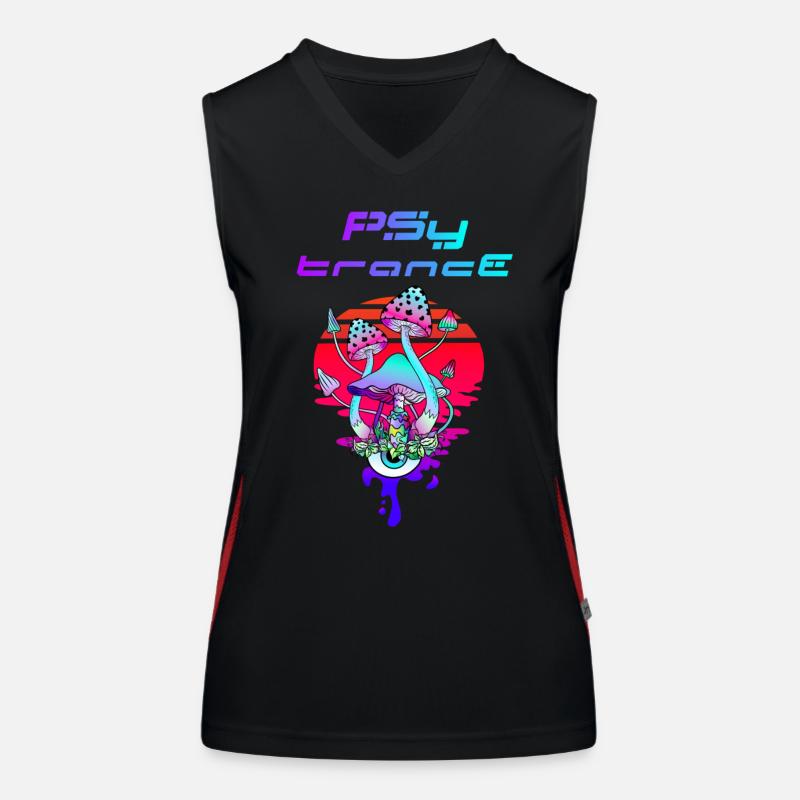 Psytrance Psychédélique Champignon Coucher de Soleil Débardeur respirant contrasté Femme