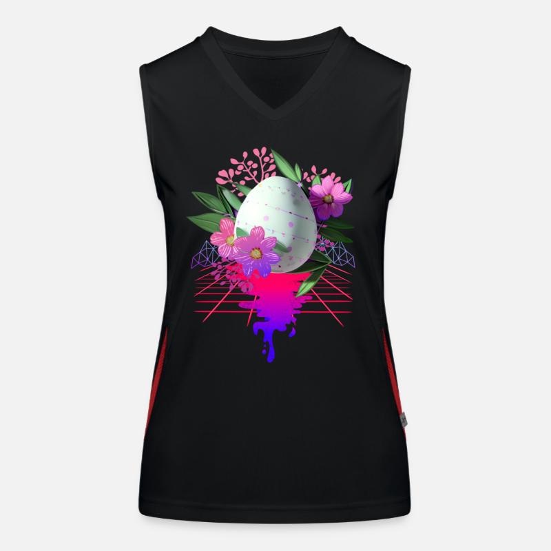 Osterei Blumen Kunst Retro Wave Funktionelles Kontrast-Tank Top für Frauen