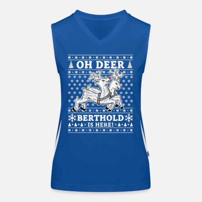 Oh Deer - Berthold is here Ugly Weihnachten Funktionelles Kontrast-Tank Top für Frauen