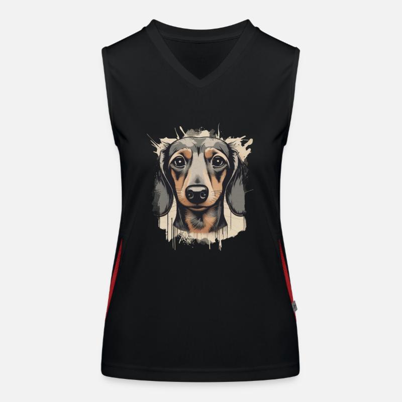 Dackel Teckel Kurzhaardackel Dachshund Funktionelles Kontrast-Tank Top für Frauen