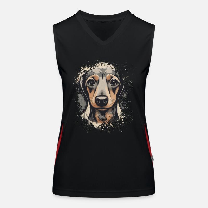 Dackel Teckel Kurzhaardackel Dachshund Funktionelles Kontrast-Tank Top für Frauen