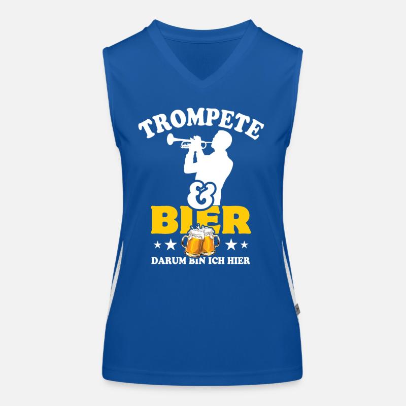 Trompete & Bier - darum bin ich hier Funktionelles Kontrast-Tank Top für Frauen