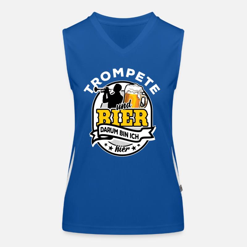 Trompete & Bier - darum bin ich hier Funktionelles Kontrast-Tank Top für Frauen