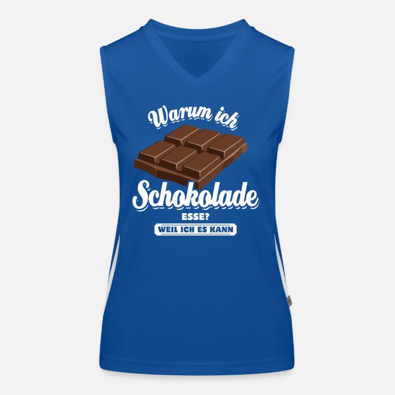 Warum ich Schokolade esse? Weil ich es kann Funktionelles Kontrast-Tank Top für Frauen