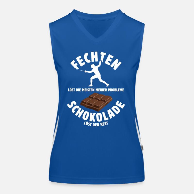 Fechten löst meine Probleme - Schoko Spruch Funktionelles Kontrast-Tank Top für Frauen