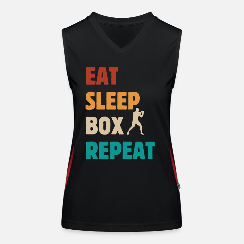 Manger Dormir Box Répéter - Boxer Arts Martiaux Dicton Débardeur respirant contrasté Femme