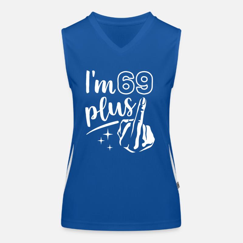 Ich bin 69 plus 1, Mittelfinger 70. Geburtstag Funktionelles Kontrast-Tank Top für Frauen