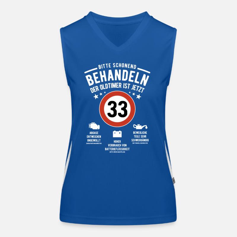 Oldtimer schonend behandeln - 33. Geburtstag Funktionelles Kontrast-Tank Top für Frauen