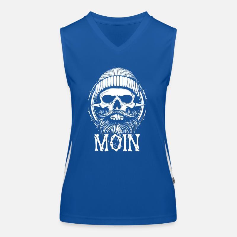 Moin - Totenkopf mit Bart - Seemann Geschenk Funktionelles Kontrast-Tank Top für Frauen