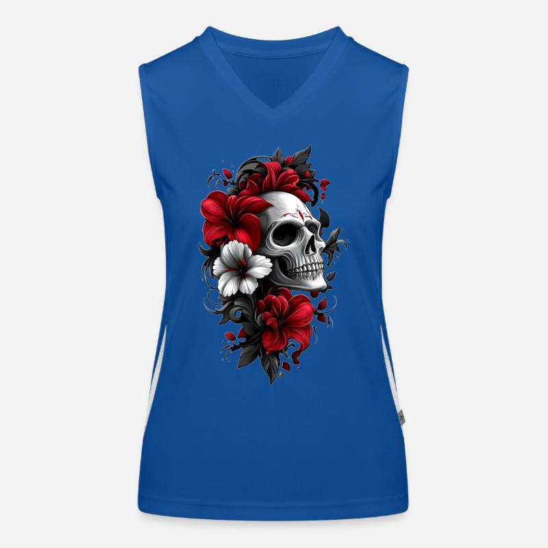 Skull with flowers Women's Functional Contrast Tank Top