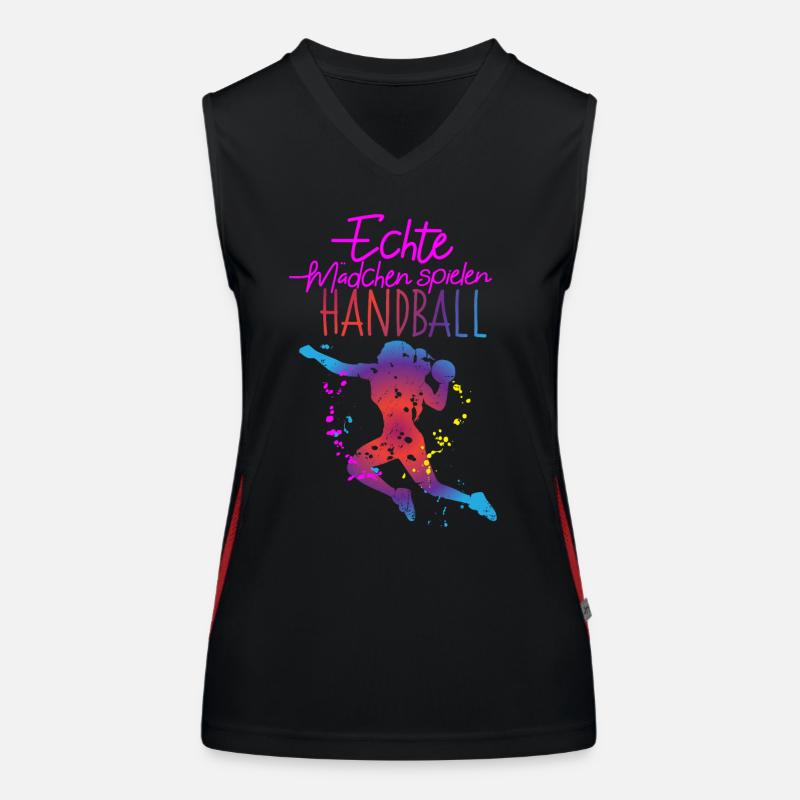 Echte Mädchen spielen Handball Handballspielerin Funktionelles Kontrast-Tank Top für Frauen