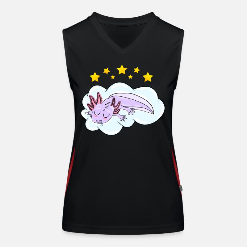 Schlafendes Oxolotl Funktionelles Kontrast-Tank Top für Frauen