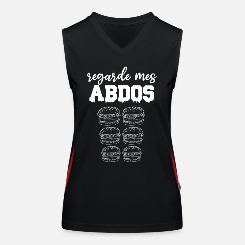 Regarde mes abdos burger cadeau bouffe Débardeur respirant contrasté Femme