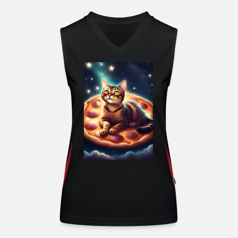 Chat pizza Débardeur respirant contrasté Femme