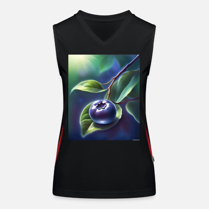 Beautiful blueberry on a leaf Women's Functional Contrast Tank Top