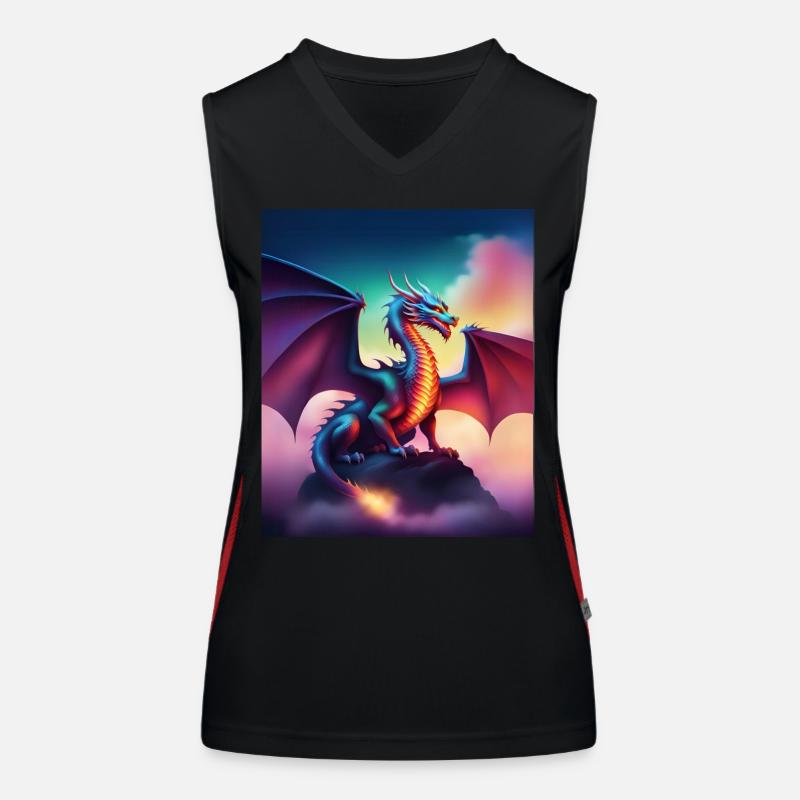 Drache auf einer Klippe Funktionelles Kontrast-Tank Top für Frauen