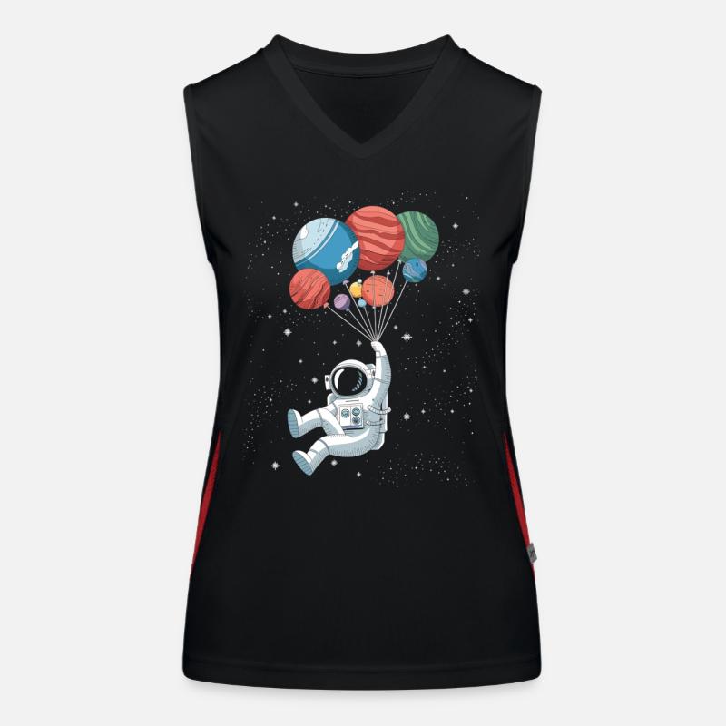 Astronaut with planetary balloons Women's Functional Contrast Tank Top