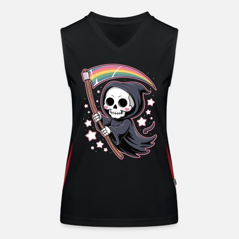 Niedlicher Sensenmann mit Regenbogen Funktionelles Kontrast-Tank Top für Frauen
