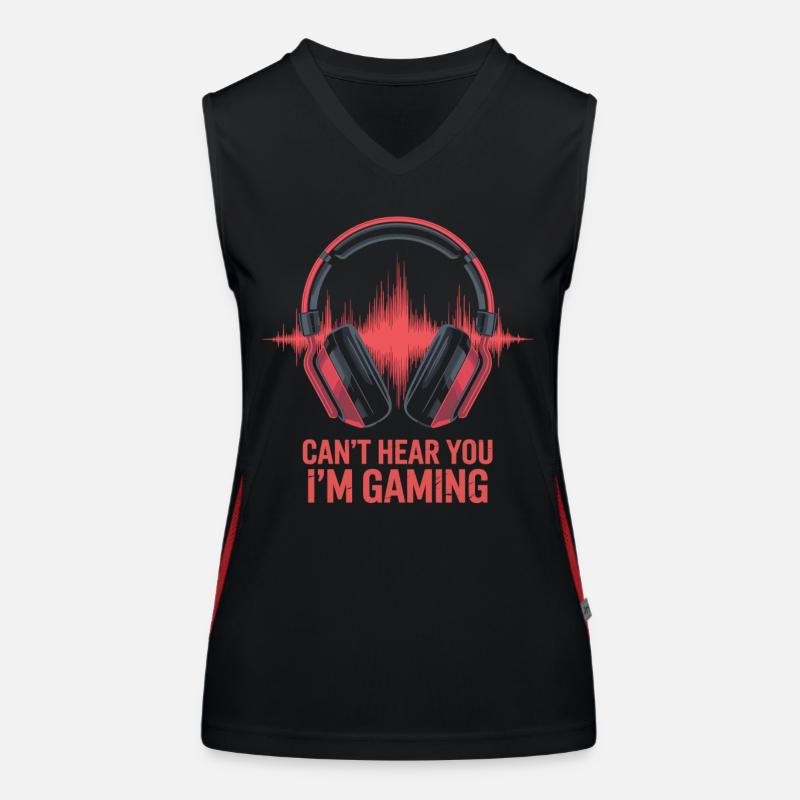 Zocker T-Shirt mit Kopfhörer und Spruch Funktionelles Kontrast-Tank Top für Frauen