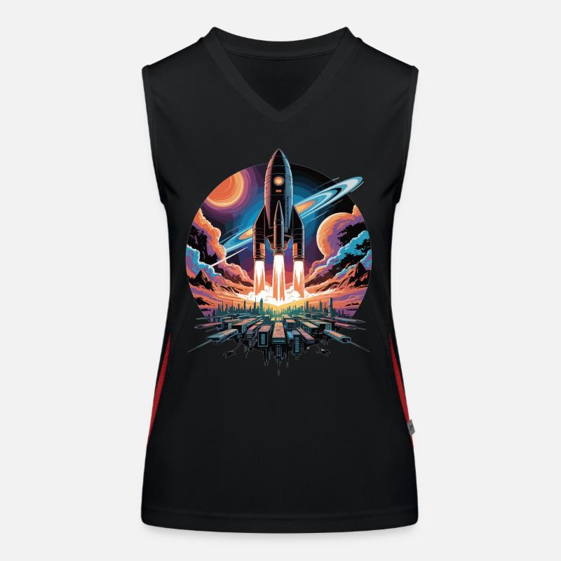 Vol spatial élégant avec fusée Débardeur respirant contrasté Femme