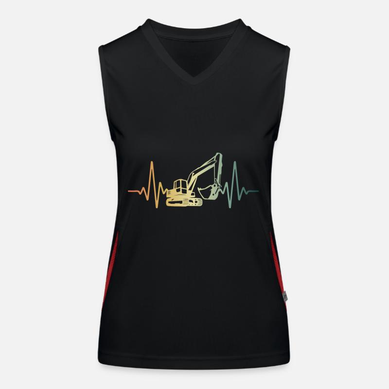 Herzschlag Herzlinie Herzfrequenz Bagger EKG Puls Funktionelles Kontrast-Tank Top für Frauen