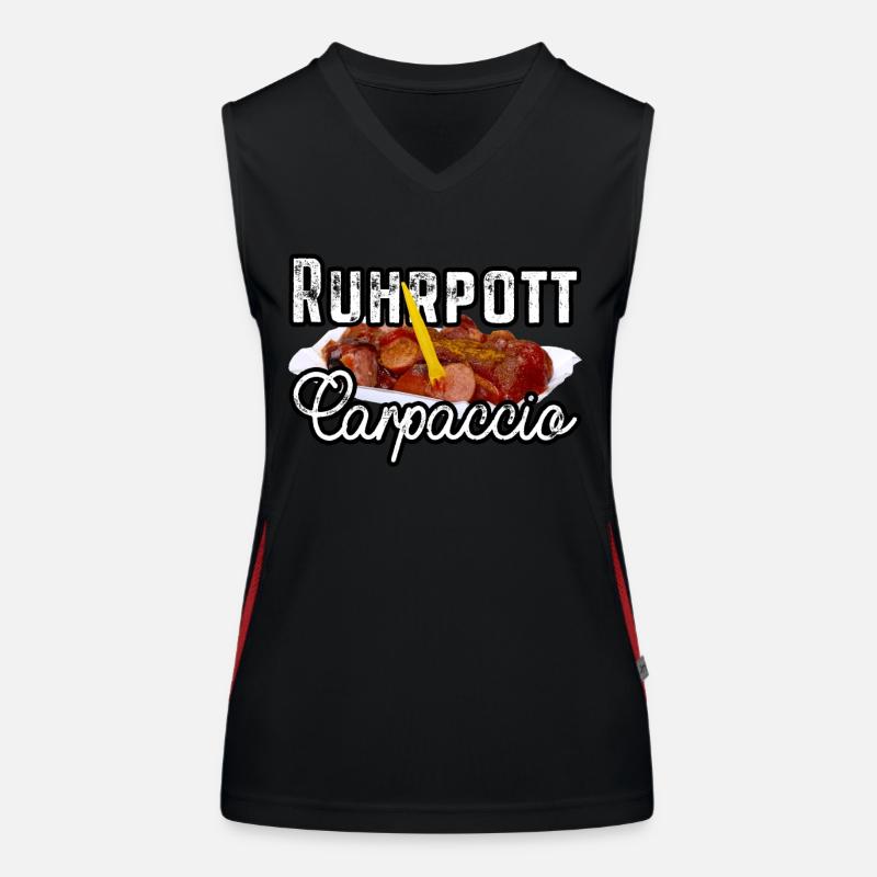 Currywurst Ruhrpott Carpaccio Bratwurst Geschenk Funktionelles Kontrast-Tank Top für Frauen