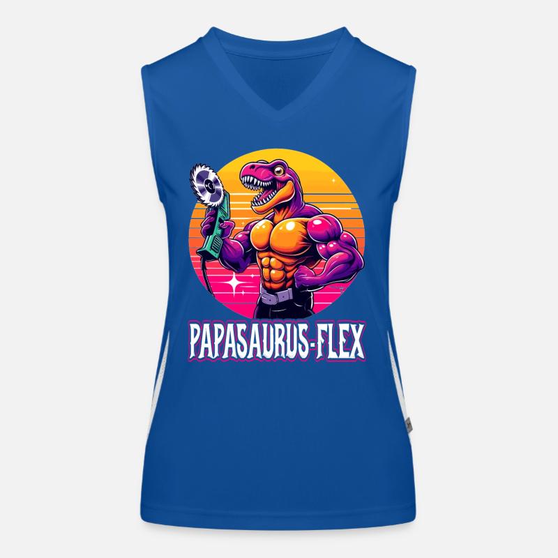 Papasaurus_flex Dino avec meuleuse d’angle Débardeur respirant contrasté Femme