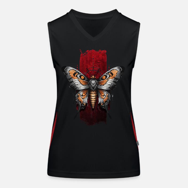 Elegant Moth with Orange-Colored Wings Women's Functional Contrast Tank Top