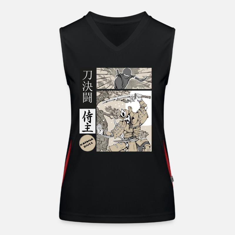 samurai katana Duell vs ninja Funktionelles Kontrast-Tank Top für Frauen