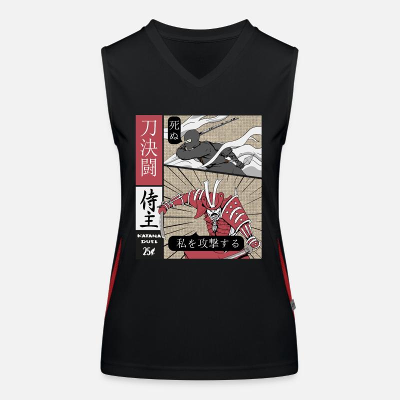 Katana Duel Ninja vs Samouraï Débardeur respirant contrasté Femme