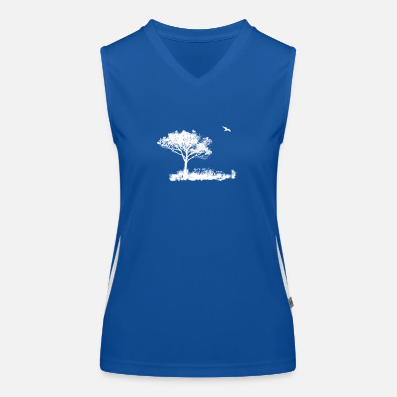 Einsamer Baum- und Vogelflug Funktionelles Kontrast-Tank Top für Frauen