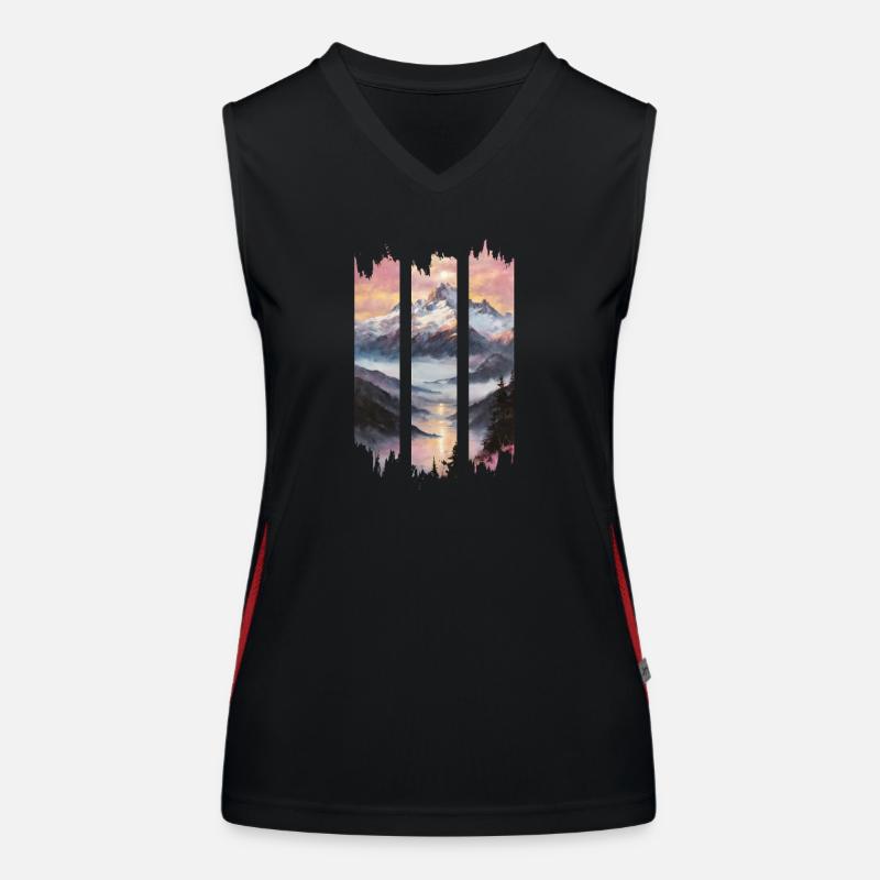 Triptychon Bergdämmerung Funktionelles Kontrast-Tank Top für Frauen