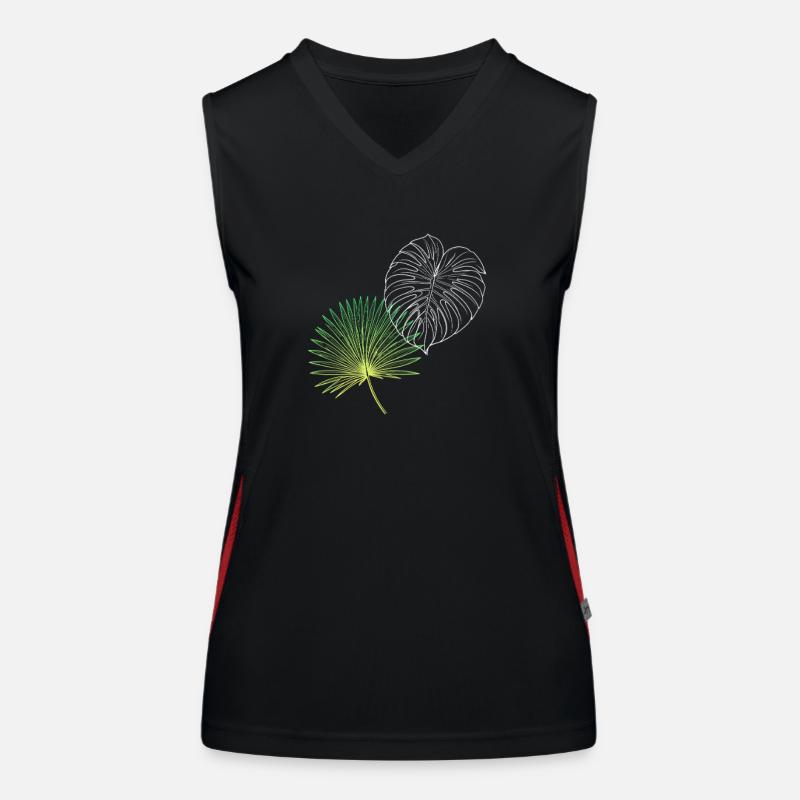 Line Art Palm Fan & Monstera Duo Women's Functional Contrast Tank Top