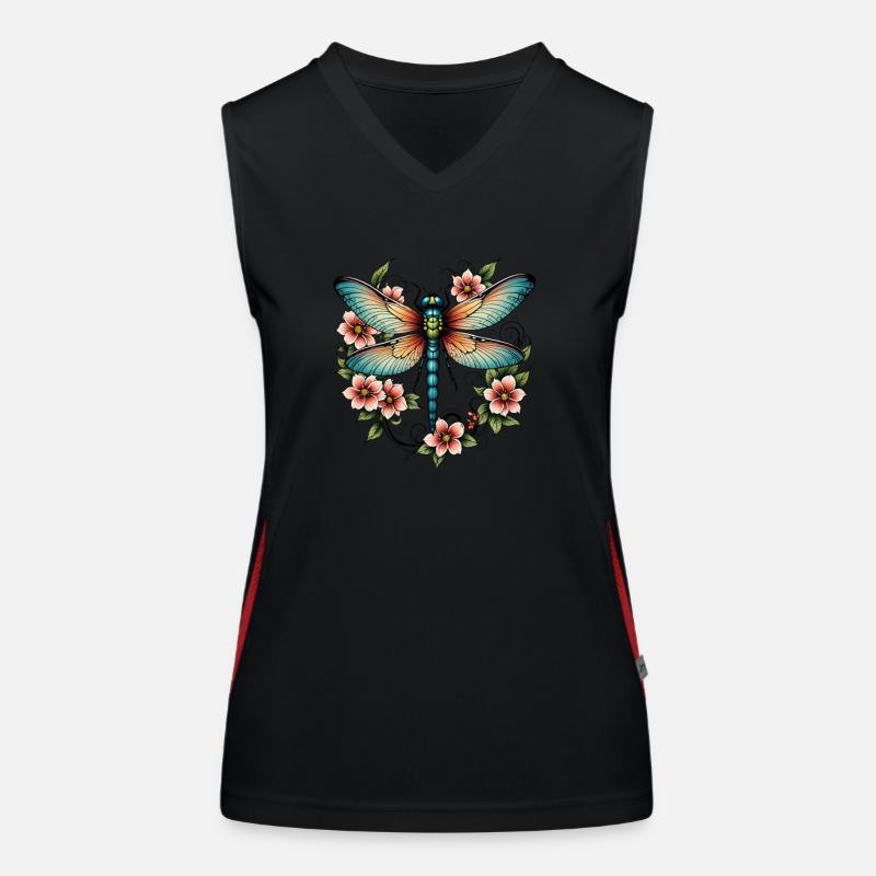 Couronne florale de libellule Débardeur respirant contrasté Femme