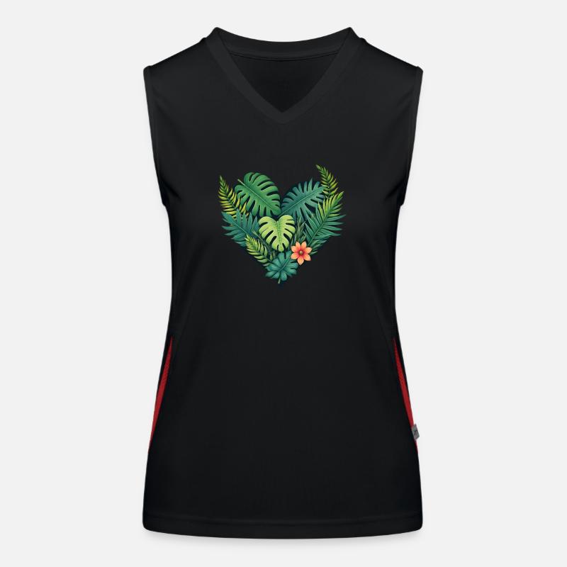 Coeur tropical feuillage floraison Débardeur respirant contrasté Femme