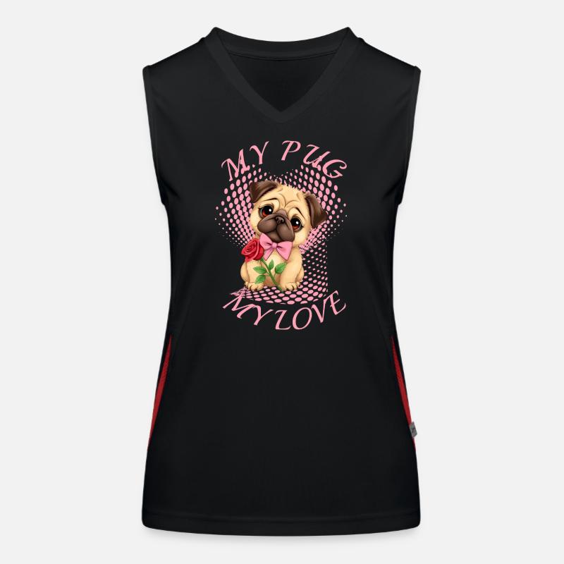 Mops Hund Funktionelles Kontrast-Tank Top für Frauen