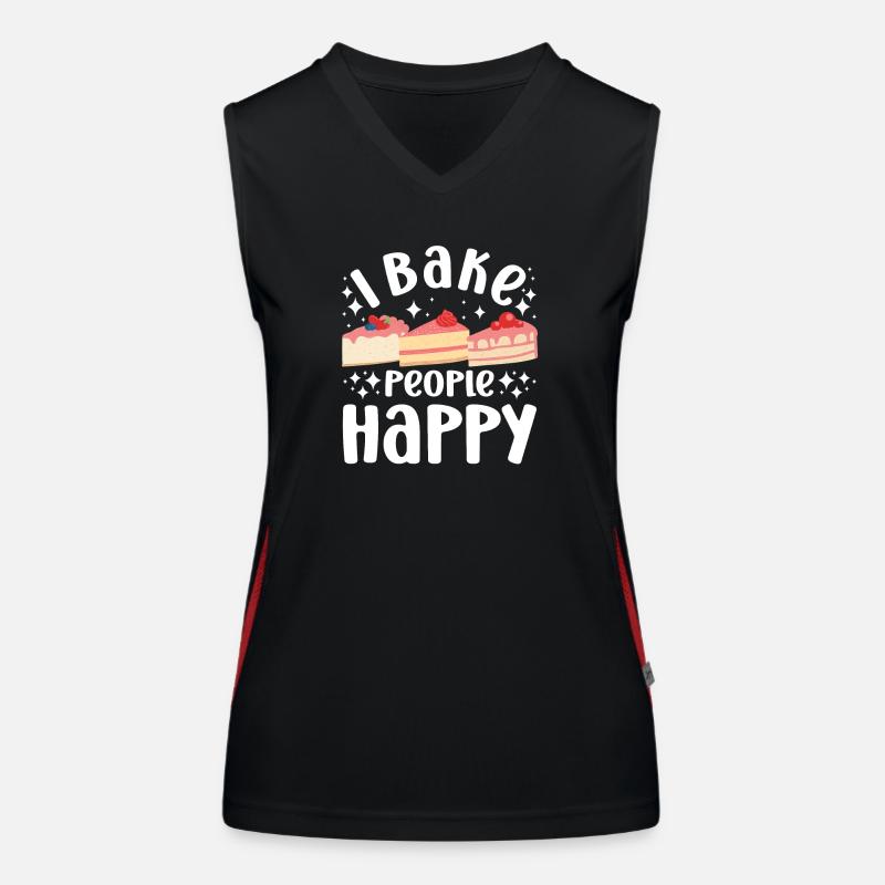 Pastry Lover I Bake People Happy Cute Baking Gift Funktionelles Kontrast-Tank Top für Frauen