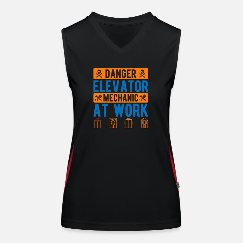 Elevator Mechanic Danger Elevator Mechanic At Work Women's Functional Contrast Tank Top