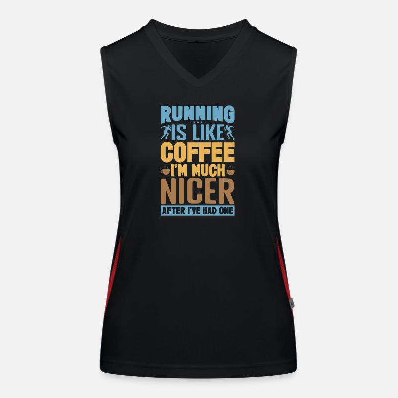 Running Is Like Coffee Marathon Runner Funktionelles Kontrast-Tank Top für Frauen
