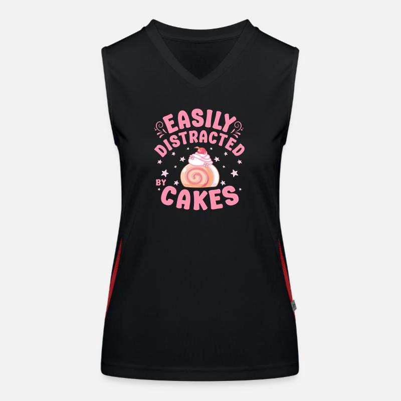 Cake Baker Easily Distracted By Cakes Cupcake Funktionelles Kontrast-Tank Top für Frauen