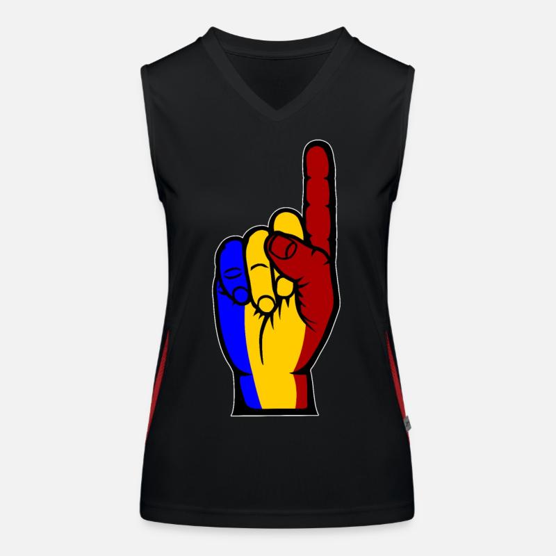 Drapeau de la Roumanie numéro 1 utilisé Débardeur respirant contrasté Femme