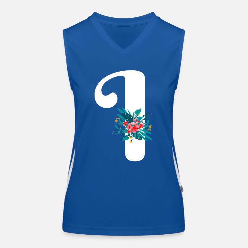 letter I flowered Women's Functional Contrast Tank Top
