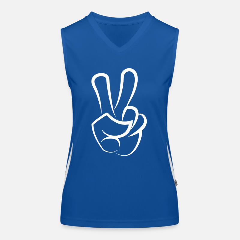 Two-Fingered Peace Symbol with Peace Sign Women's Functional Contrast Tank Top