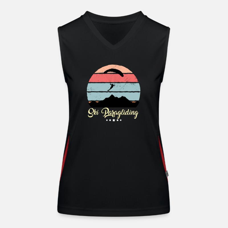 Ski Paragliding Vintage Retro Sunset Women's Functional Contrast Tank Top