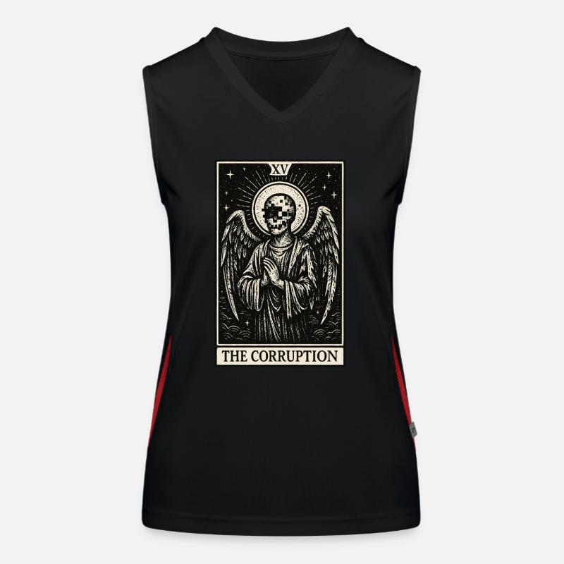 Tarot-Datenhortung: Der Engel der Verderbnis Funktionelles Kontrast-Tank Top für Frauen